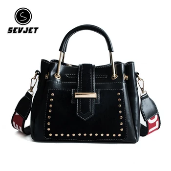 

Fashion Women Leather Handbags Rivet Women Shoulder Bags Ladies Tote Bag Vintage Women Messenger Bags Solid Large Bolsas NXK054