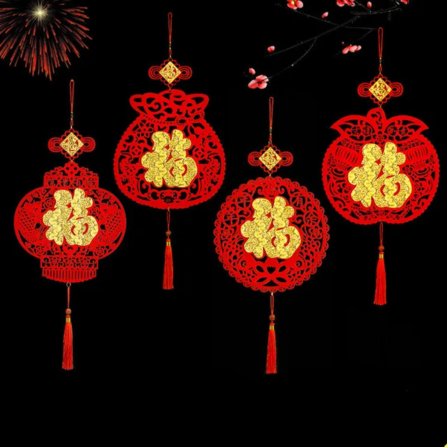 Chinese New Year Decor Spring Festival Good Luck Hanging Wall Living