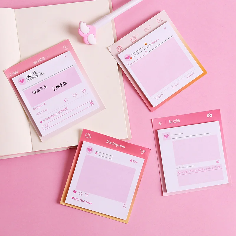 

Girls Pink Series Memo Pad Kawaii Paper Sticky Notes Mini Writing Pads For Daily Planner Office School Supplies Cute Stationery