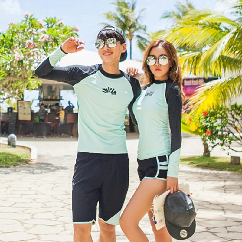 

2019 Lovers Long Sleeve Lovers Swimming Suit Sunscreen Surfing Diving Honeymoon Hot Spring Swimwear Flower 2137+2138