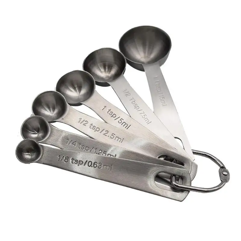 6pcs/set Stainless Steel Measuring Spoons Baking Teaspoon Seasoning Spoonin Measuring Spoons