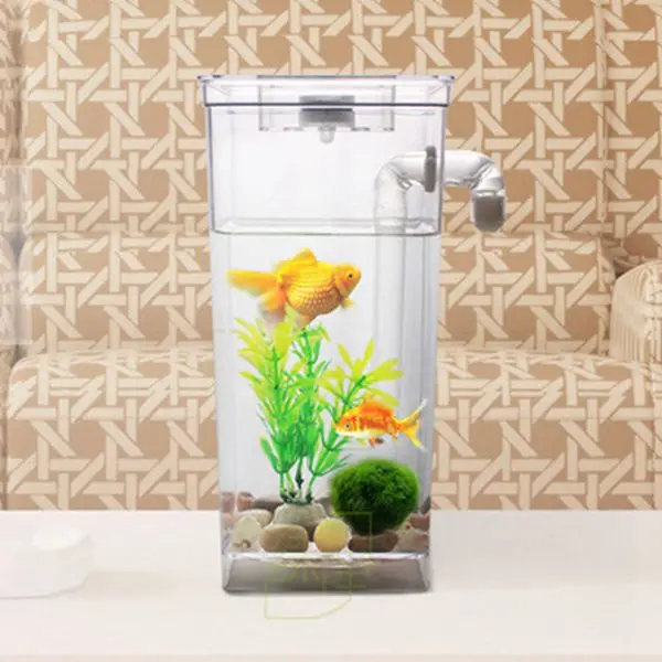 

BMBY-LED Mini Fish Tank Aquarium Self Cleaning Fish Tank Bowl Convenient Desk Aquarium for Office Home Decoration Pet Accessor