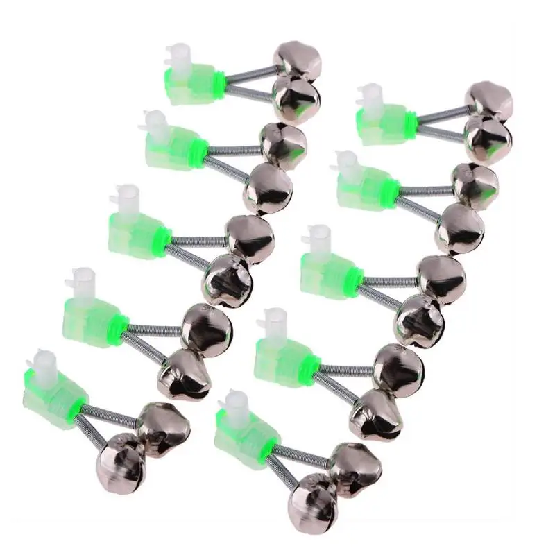 

10pcs/Box Twin Bell Fishing Bite Alarms Outdoor Night Fishing Rod Tip Clips Outdoor Night Fishing Rod Tip Clips Ring Tackle