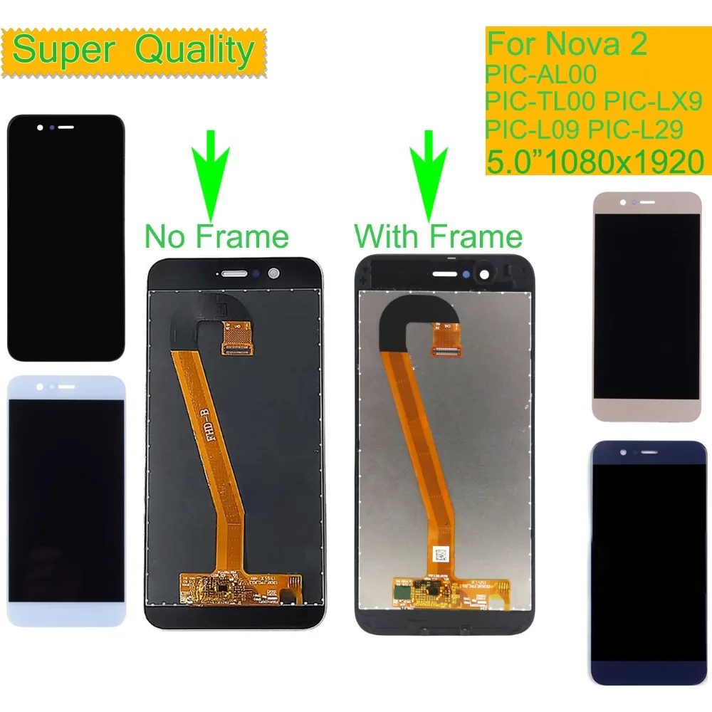 

10Pcs/lot For HUAWEI Nova 2 LCD Display Touch Screen Digitizer Assembly With Frame PIC-AL00 PIC-TL00 PIC-LX9 PIC-L09 PIC-L29 LCD