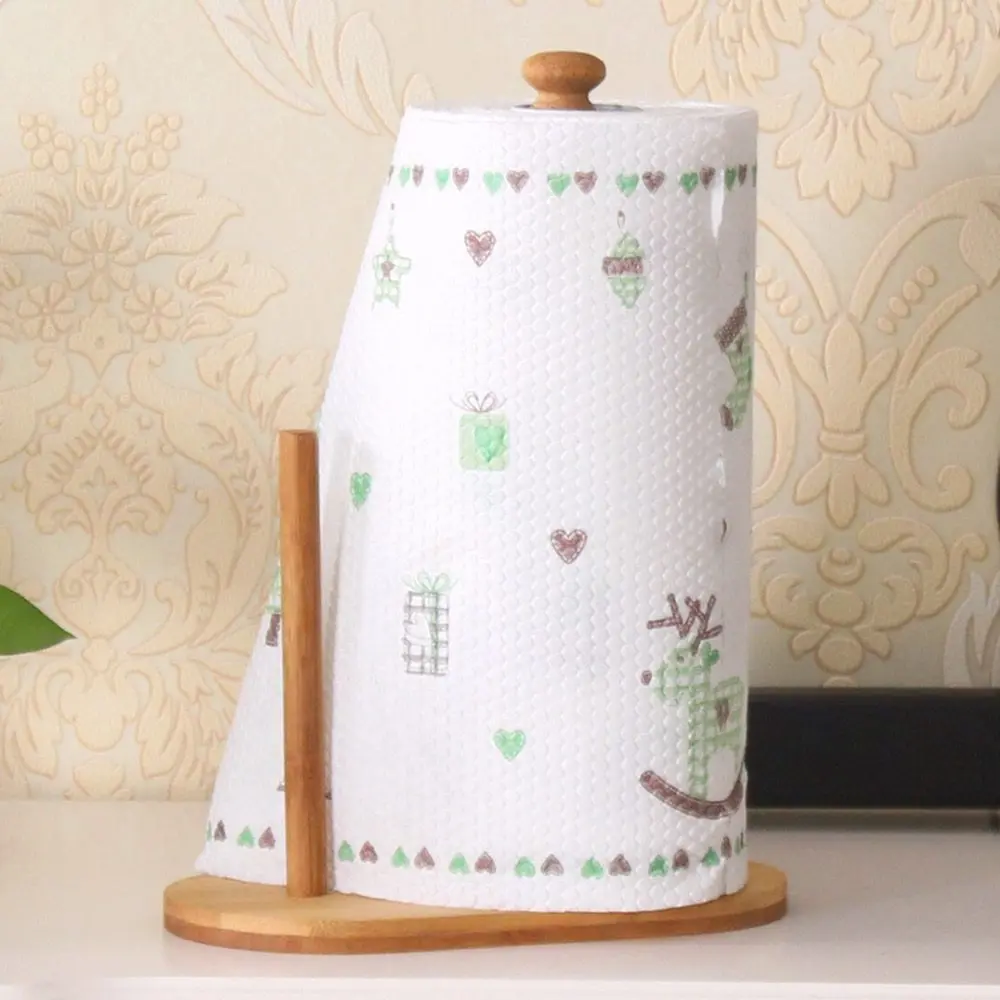 Kitchen Paper Towel Holder Kitchen Towel Stand Rack Bamboo Vertical Paper Towel Holder for KitchenToilet Paper Roll Holder