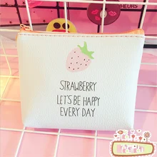 Летние Новые брендовые кожаные кошельки маленький свежий Повседневный Кошелек для монет ПУ дамская модная сумка с принтом клубники из мультфильма