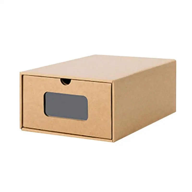 

Perspective Shoe Box Transparent Drawer Storage Box Foldable Kraft Carton Shoebox Kraft Paper Water-proof Receipt Boxe Receipt