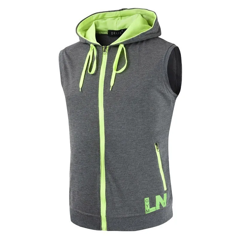 luogen Sleeveless Men Hooded Pullover Zipper Custom Logo Desgin Cardigan Hoodie Teens Tops Off White Sweatshirts Street Wear