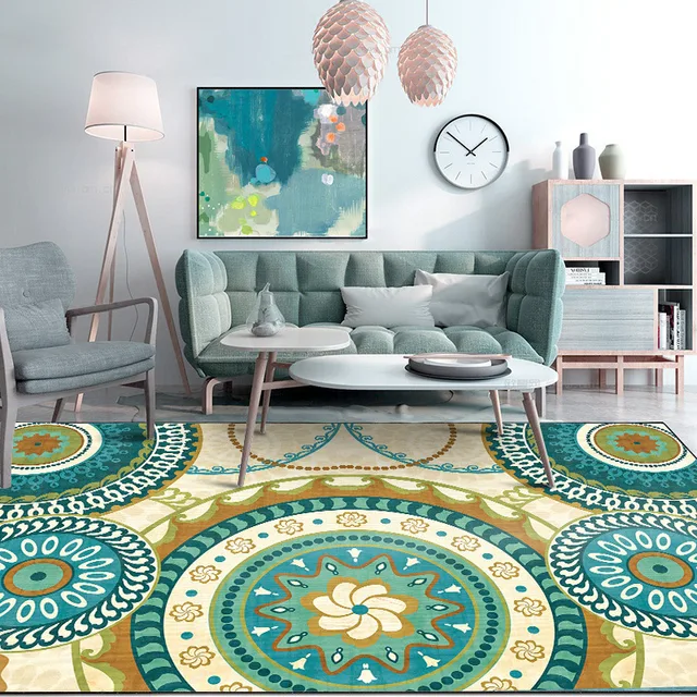 Special Price DeMissir Folk-custom Mixed Green Floral Pattern Large Carpets Rugs For Bedroom Home Living Room Chair Mat alfombra tapete