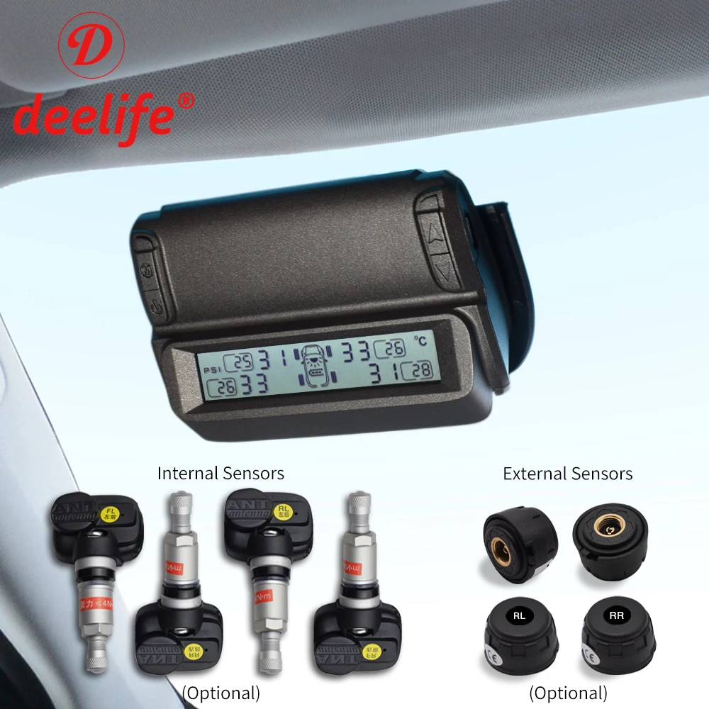 Online Parabrisas Solar TPMS neumático de coche sistema de monitorización de la presión externa interna Sensor inteligente inalámbrico de Control de seguridad de alarma