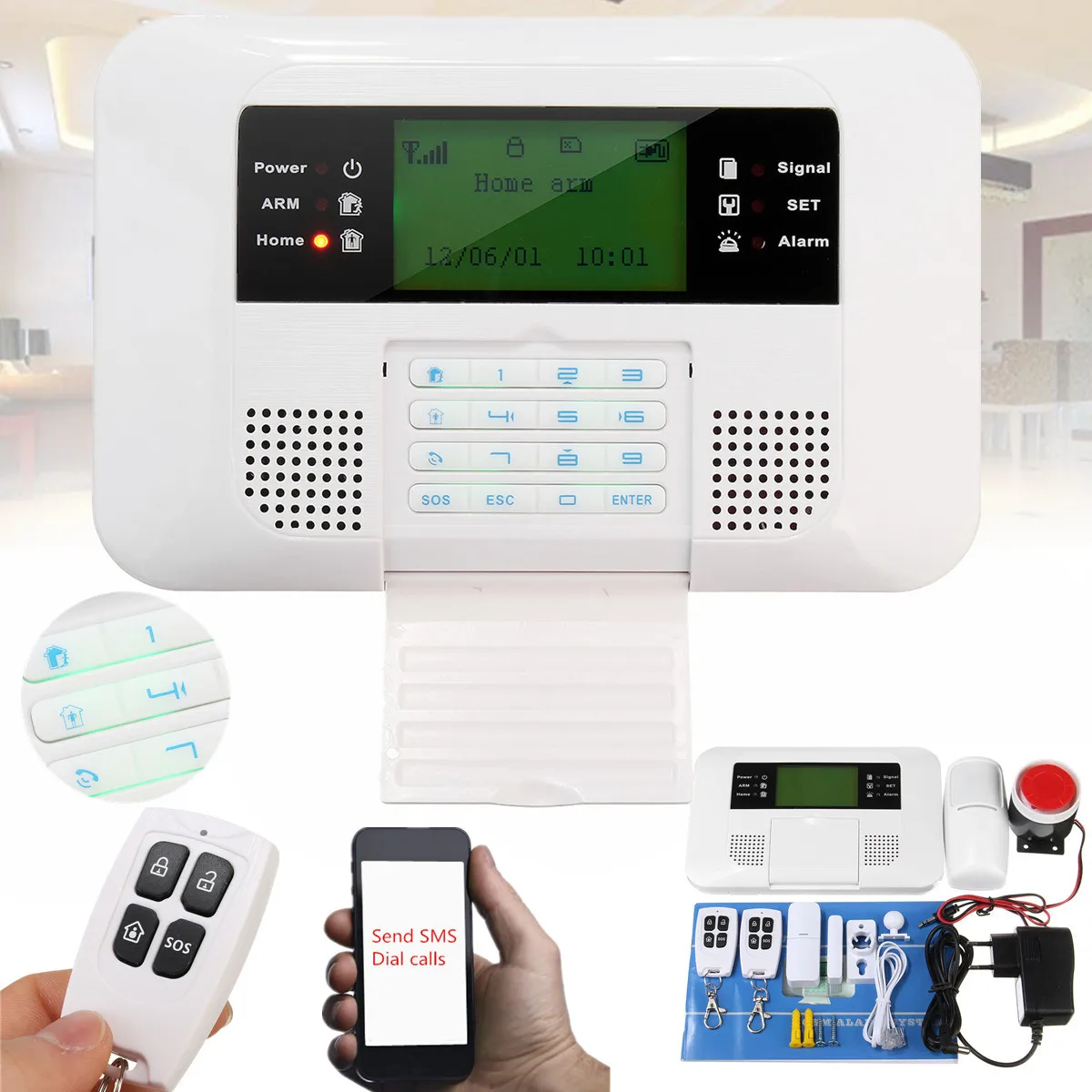 

APP Control Wireless Home Security GSM Alarm System Intercom Remote Control Autodial Siren Sensor Kit