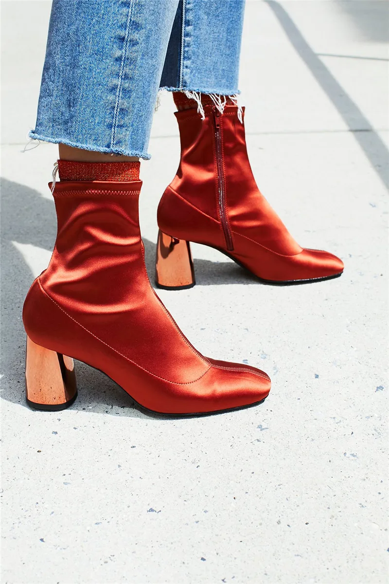 

Abesire 2019 Hot Sale Woman New Square Toe Patchwork Ankle Boots Girls Fashion Chunky Heels Dress Shoes For Ladies Zipper Shoes