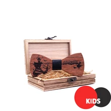 Мужской Детский деревянный галстук-бабочка, Рождественский комплект, подарок на Хэллоуин, костюм, рубашка с галстуком-бабочкой, вечерние украшения на Хэллоуин