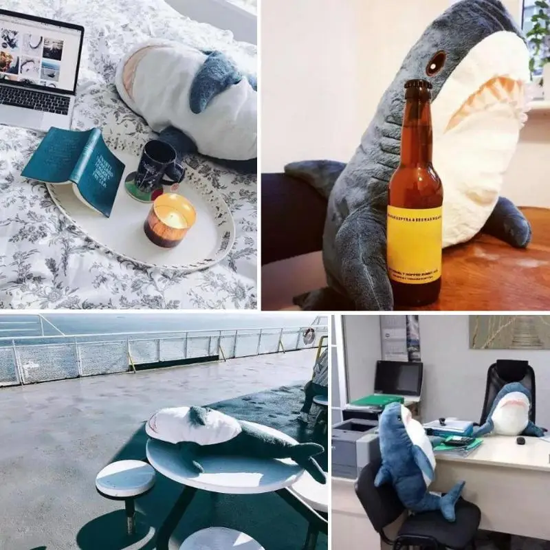 80cm/100cm Big Size Bite Shark Plush Stuffed Toy Kids Children Cushion Girls Animal Reading Pillow Large Appease Pillow for Kids