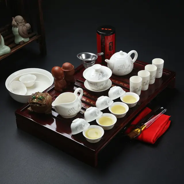 Best Offers Tea Doctor Ceramic Purple Sands Kung Fu Tea Set Solid Wood Tray Teapot Teacup 28-piece Suit Chinese Ceremony