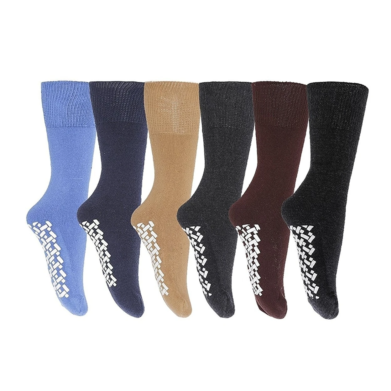 6 Pairs of excell Mens Diabetic Medical Non Skid Slipper Socks, 5896