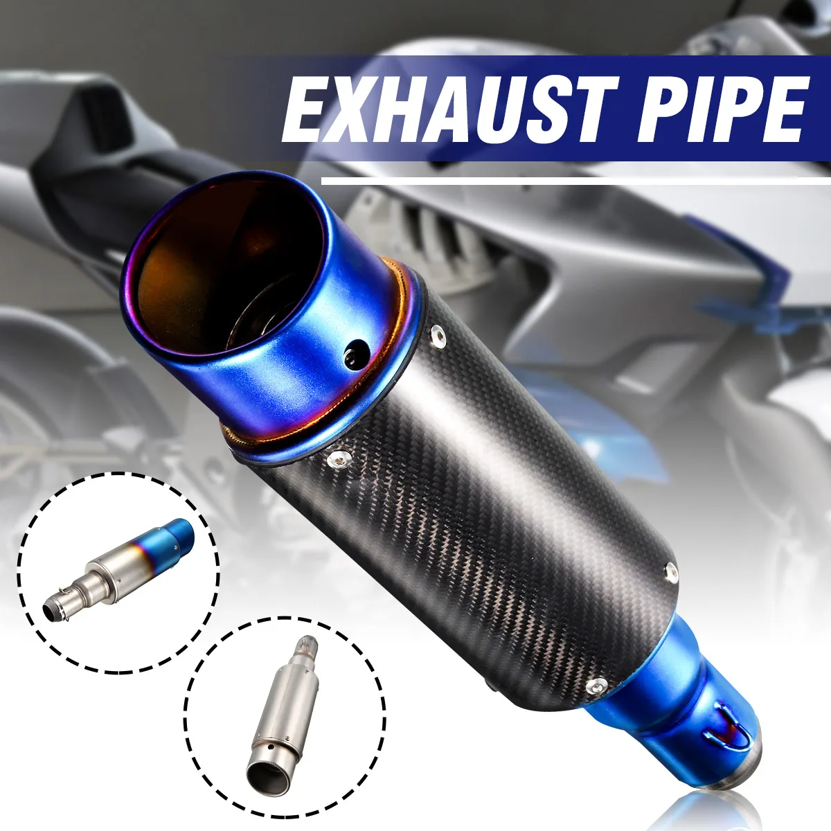 

Universal 38-51mm Motorcycle Exhaust Muffler Modified Exhaust Stainless Steel Carbon Fiber Fit Most Motorbike for Kawasaki