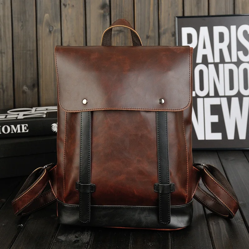 

2019 Travel Pack Bags Vintage Men Women PU Leather Backpack Male Female Laptop Messenger Bag Satchel Rucksack sac a dos homm