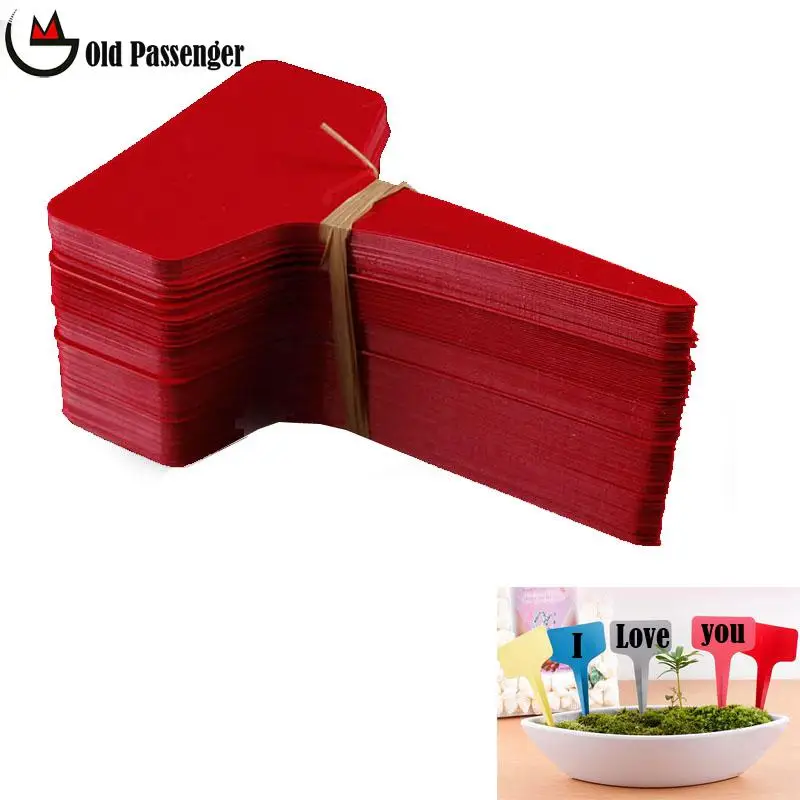 

10 pcs red Plastic colors T-type kindergarten plants Labels flower pot thick tag marker for plants garden ornaments ins