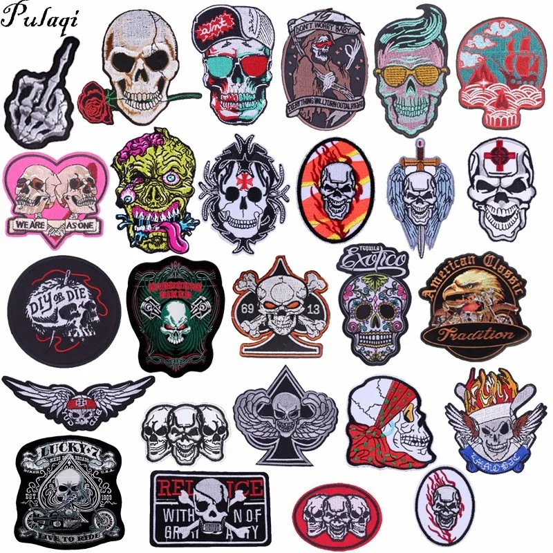 

Pulaqi Arm Badge Punk Iron Sew On Clothes Patches Embroidered Biker Decor For Hat Garment Accessories Favourite H