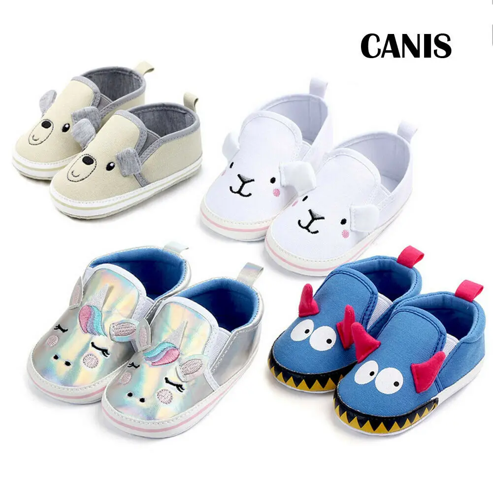 

Pudcoco 2019 New Brand Newborn Baby Boys Girls Cartoon Soft Sole Casual Canvas Crib Shoes Prewalker Soft Sole Sneakers 0-18M