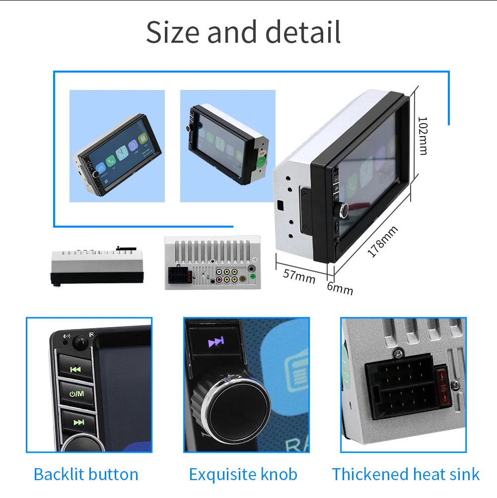 Автомобильное радио с двойным зеркалом, 7 дюймов, Mp5 плеер, Android 8,1, IOS, автомобильный мультимедийный Авторадио, 2 DIN, bluetooth 4,0, мини-карта, USB, MP3