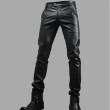 Мужские кожаные брюки зимние модные штаны мужские мотоциклетные кожаные брюки мужские певицы Комбинированные Костюмы
