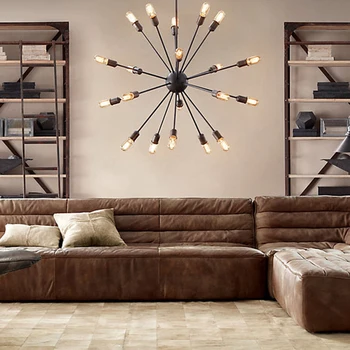

Vintage Led Chandelier Lighting Satellite Suspension Spider Pendant Lamp Loft American Country Ding Room Bar Cafe Office Bedroom