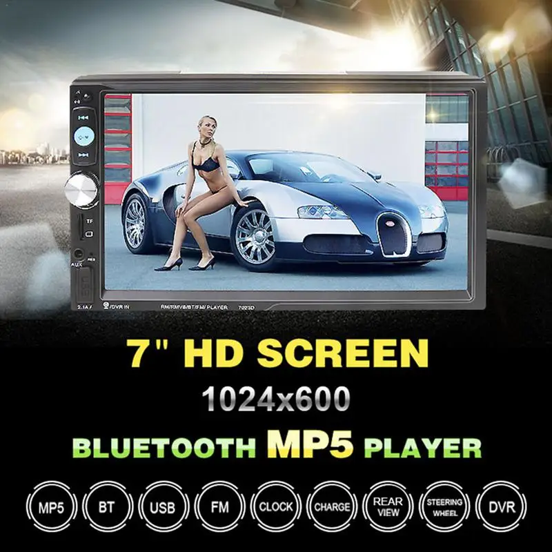 2DIN Bluetooth 7-дюймовый автомобильный MP5 HD плеер 7023D аудио плеер с кард-ридер Радио Стерео Поддержка заднего вида Камера