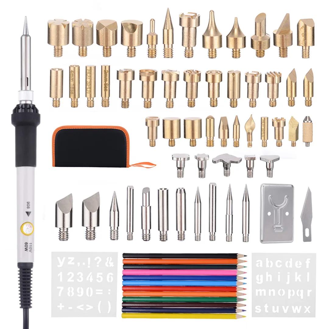 

71Pcs Soldering Tips New 60W Wood Burning Pen Stencil Set Soldering Tool Crafts Pyrography Kit For Wood Embossing