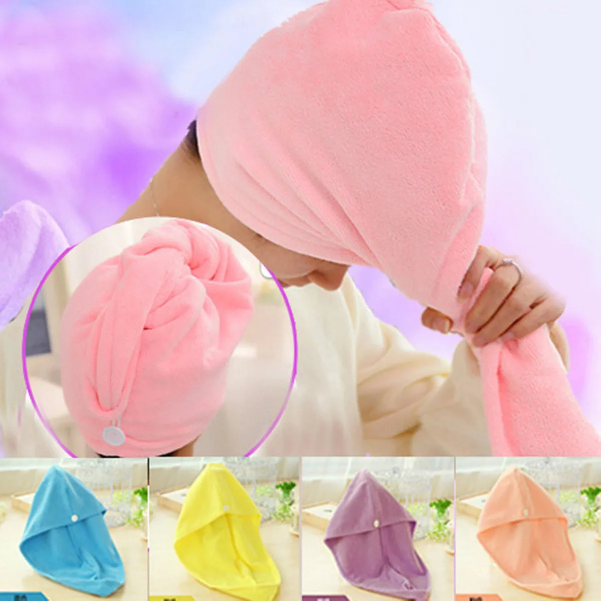 

Microfiber Bath Twist Dry Shower Towel Fast Drying Microfiber Hair Wrap Bath Spa Head Cap Hat Lady Man Soft Shower Cap