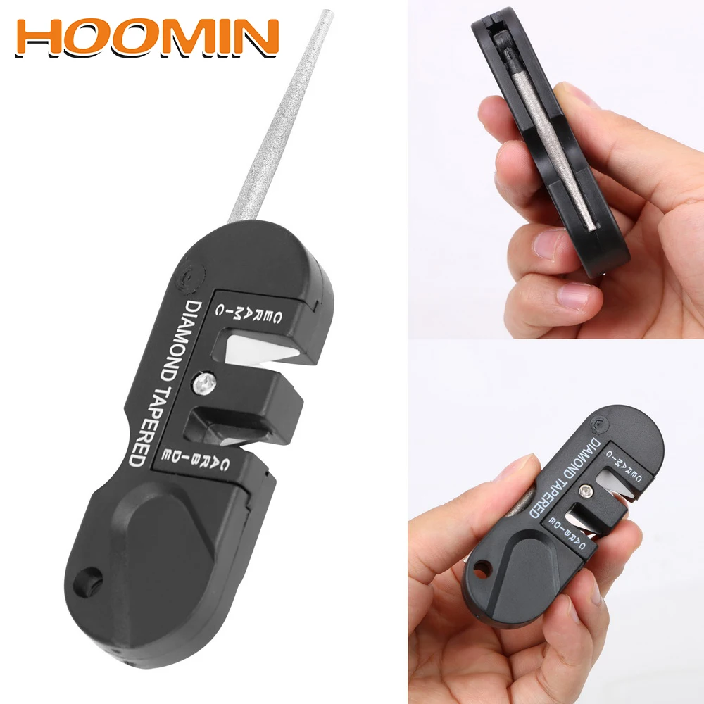 

HOOMIN Portable Pocket Keychain Foldable Multifunction Knife Sharpening Tool Outdoor Survival Hunting Two Stages Sharpener