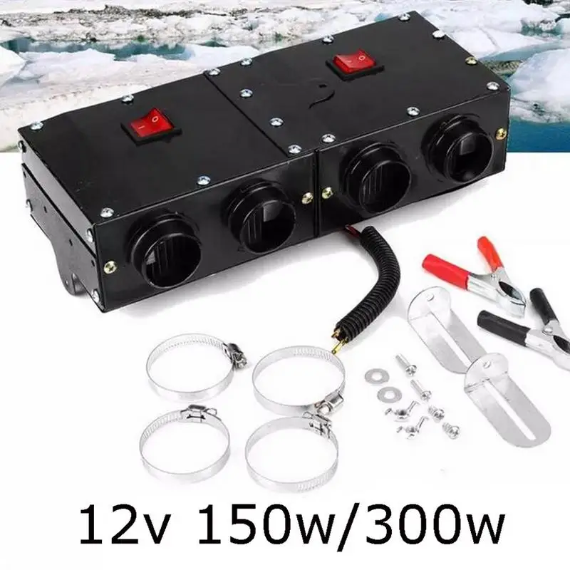

Portable Car Heater Fast Heating Quickly Defrosts Defogger 12 Volt Heater 150W / 300W Adjustable Car Heater Fan 4-Outlet