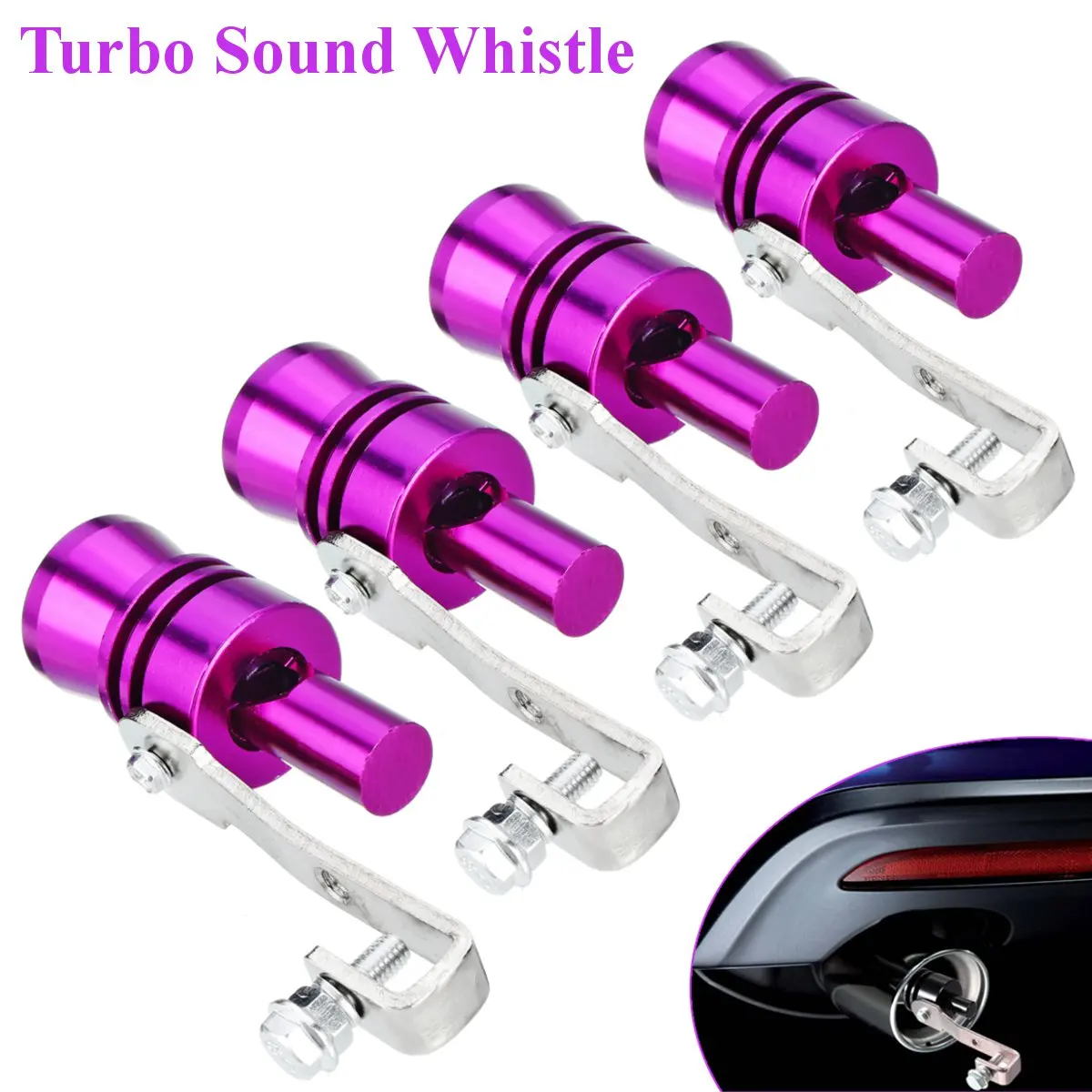 

Purple Motorbike Car Exhaust Fake Turbo Whistle Pipe Sound Muffler Blow Off Valve Bov Universal Simulator Whistler S/M/L/XL