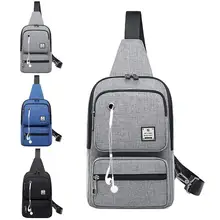 Одно плечо сумки груди мешок мода Повседневное Для мужчин груди пакет мужской Anti-theft Crossbody сумки с штекер наушников