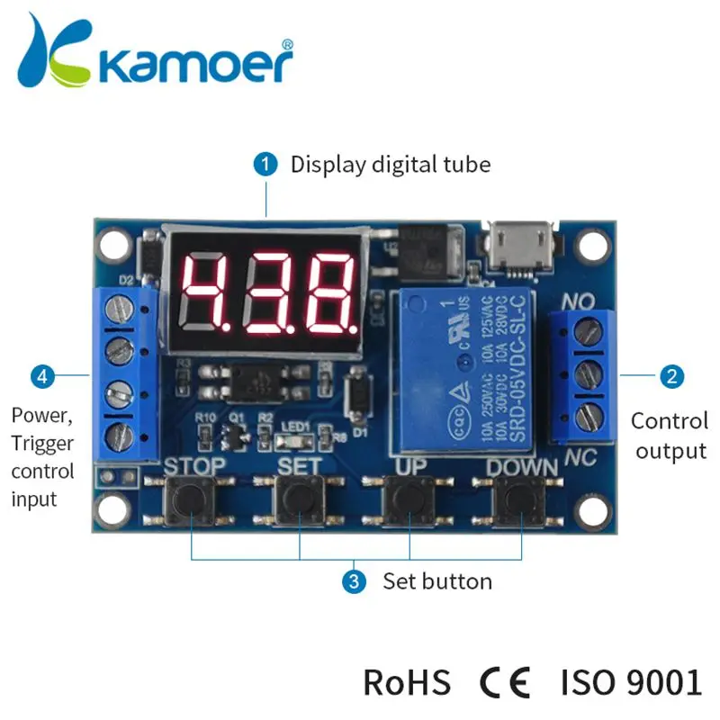 KAMOER CT001 микронасос таймер задержки переключения модуль для двухпроводных микронасосов(жидкий перистальтический насос, мембранный насос