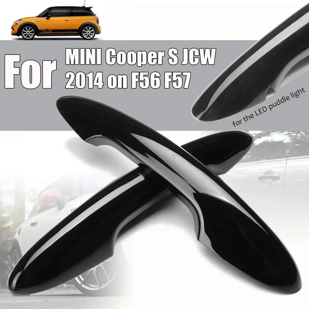 2 piezas cubierta de la manija de la puerta para BMW Mini Cooper S R57 R53 R56 brillo Auto Exterior piezas negro cubierta de la manija de la puerta Trim