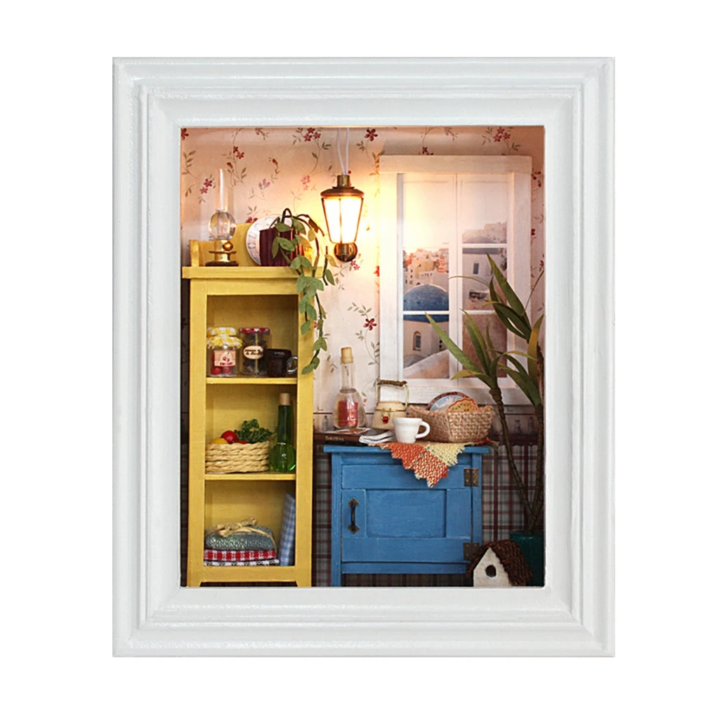 

DIY Dollhouse Photo Frame Design Warm House Kit with Furniture Birthday Wedding Gifts Home Decoration