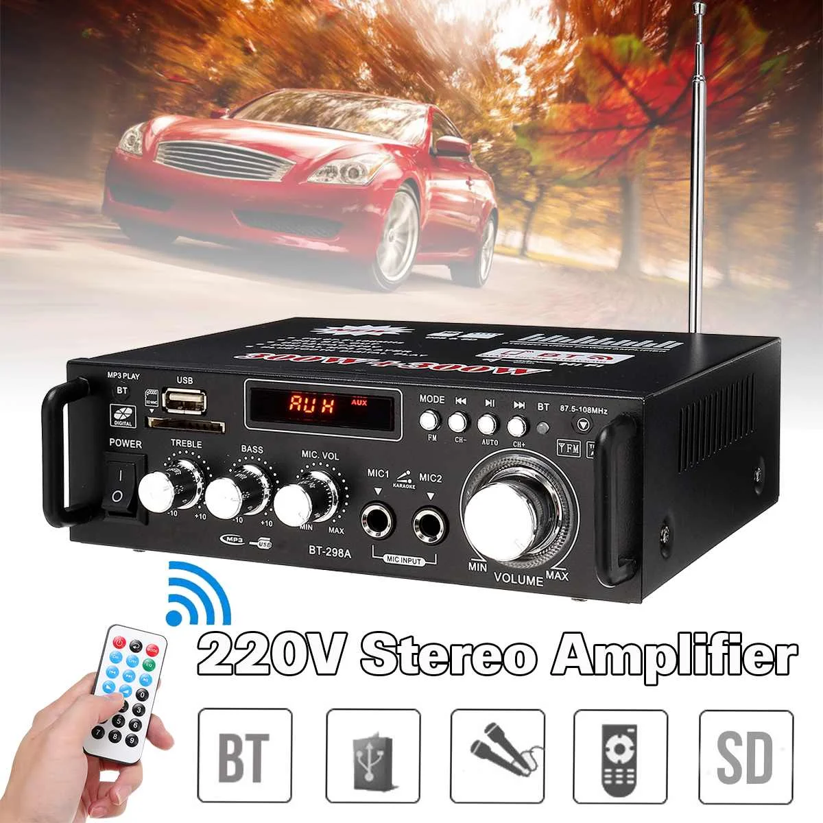 600w Car Amplifiers Audio bluetooth Amplifier Subwoofer Amplifier Audio