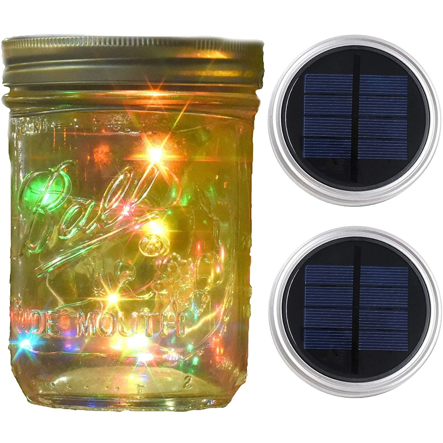 

Mason Jar Lights Wide Mouth,Outdoor Solar Powered Lights Sliver Lid Solar Fairy Light String