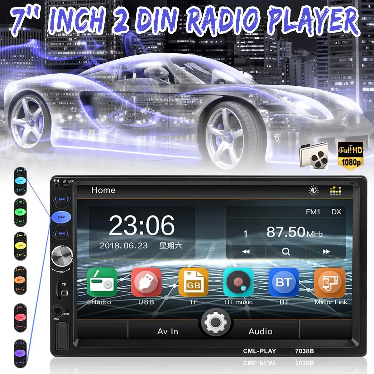 

7'' 2 DIN HD Car MP4 MP5 Player FM GPS Navigation Radio Stereo For Touch Screen bluetooth In Dash Mirror Link Multimedia Player