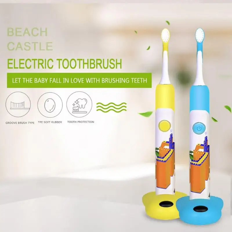 

Kids Electric Waterproof Toothbrush Sonic Charging With Led Light Oral Hygiene 2Pcs Brush Heads Dental Hygiene Replacement