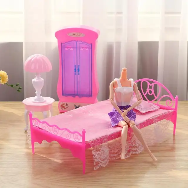 Kids Cute Bedroom Toy Girls Pretend Play Doll Furniture Educational