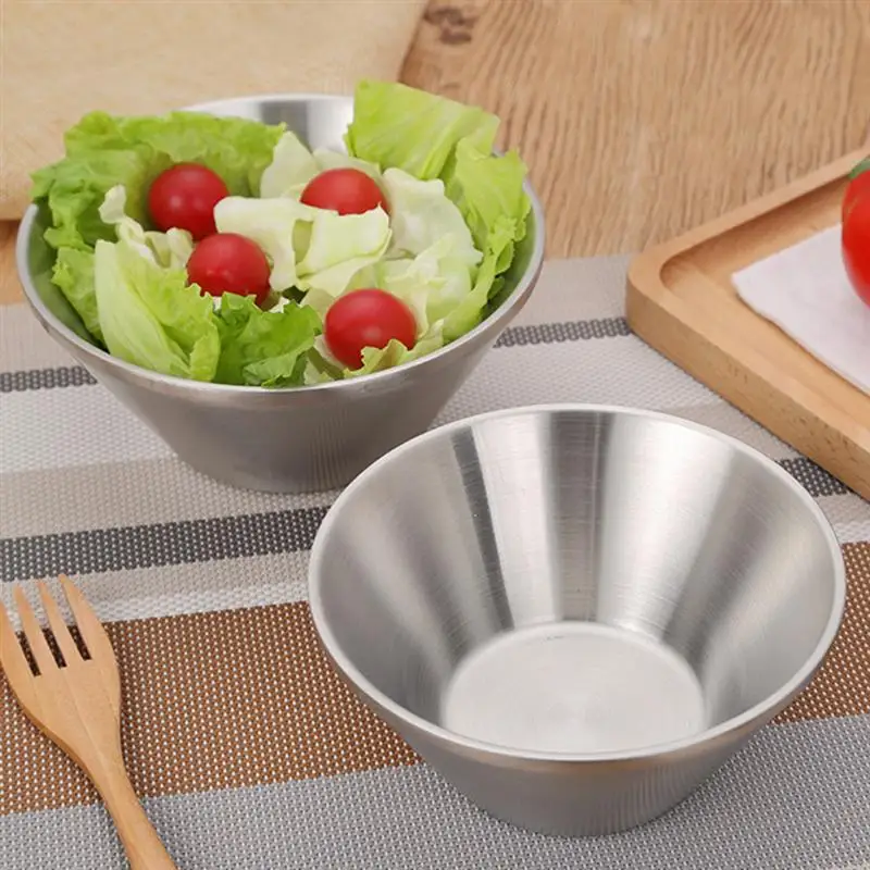 

304 Stainless Steel Bowl Double Wall Insulated Bowl Household Utensils Bowl Durable Bowl (13.5cm/15cm)