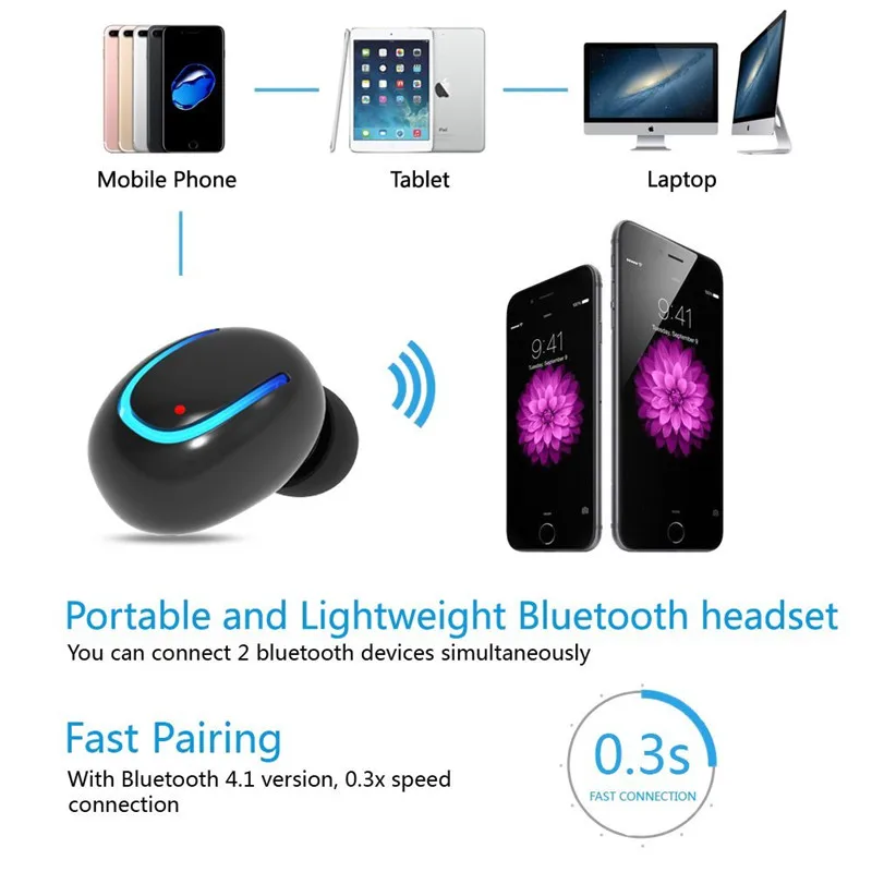 DOITOP Q18 Мини Bluetooth Наушники Hi Fi беспроводной невидимый наушник с длинным временем