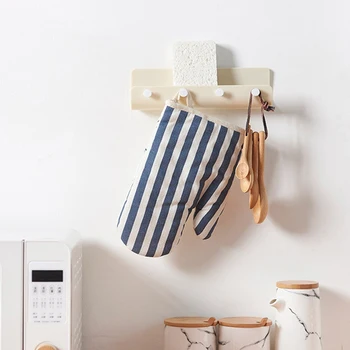 

U-Shaped Storage Holder Hanging Keys Rack Nail-Free Wall-Mounted With Four Hook Storage Rack Books Sundries Organized Shelf