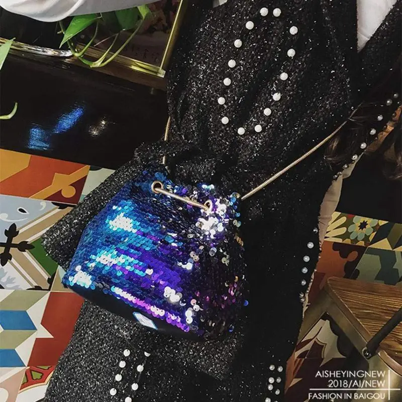 Женская Блестящая сумка модная сумочка кошелек блестящая сумка на плечо вечерняя сумочка клатч для девочки(синий