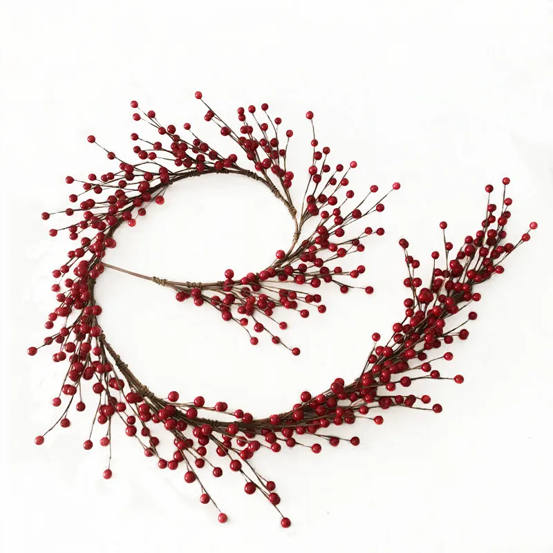 

1 Pc/lot Factory Directly Sale 5 Feet Long Artificial Foam Red Berry Garland for Christmas Decorations