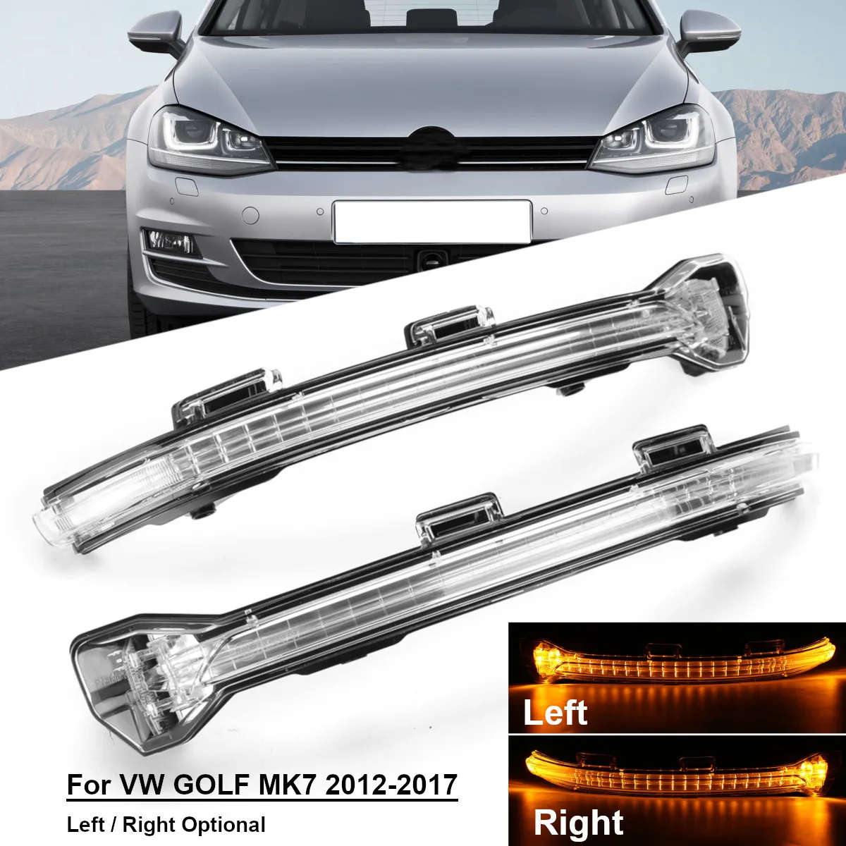

Car Left /Right LED Door Wing Mirror Indicator Lens Light for VW GOLF MK7 2012 2013 2014 2015 2016 2017