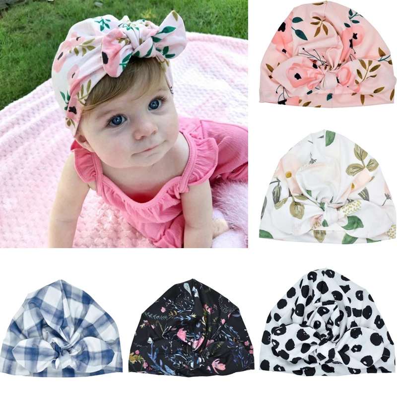 

BalleenShiny Baby Bowknot Hat Infant Flower Rabbit Ears Caps Kids Turbans Beanie Photography Props Headwear Accessories